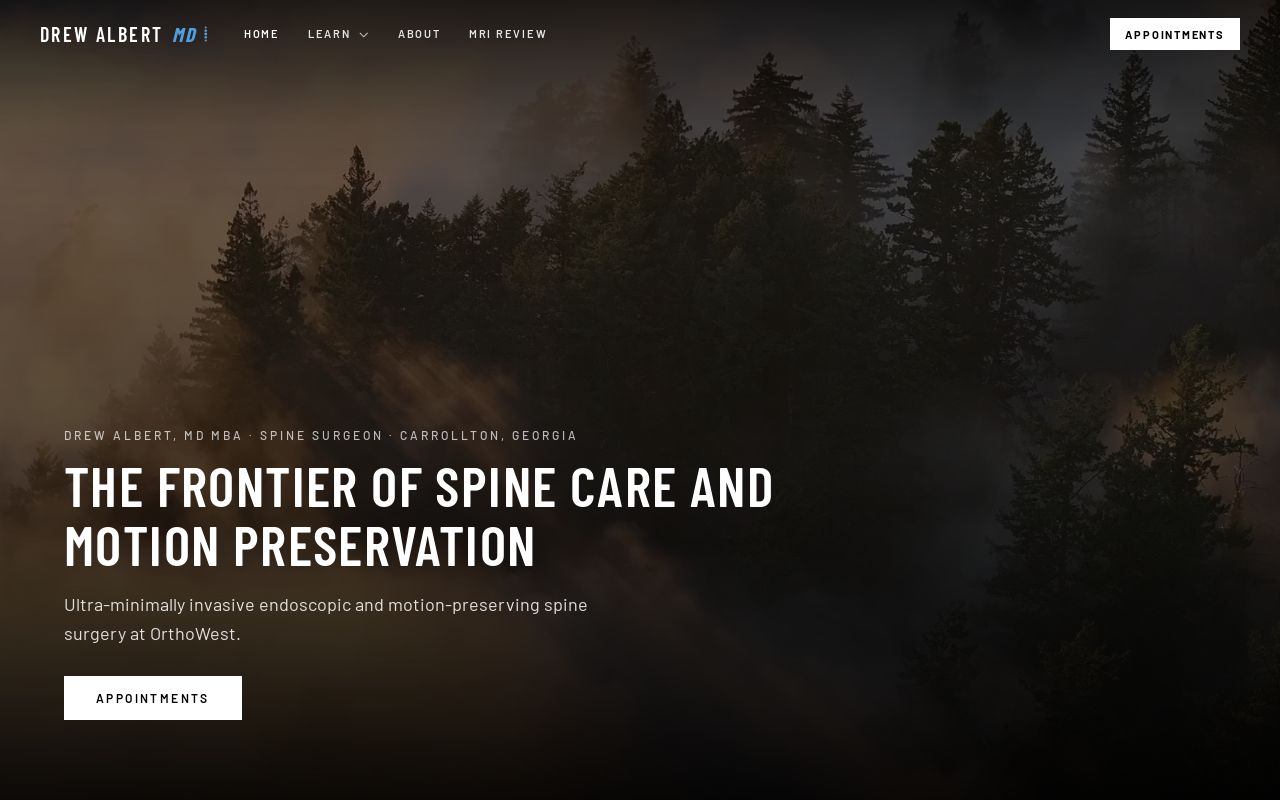 drewalbertmd.com homepage preview